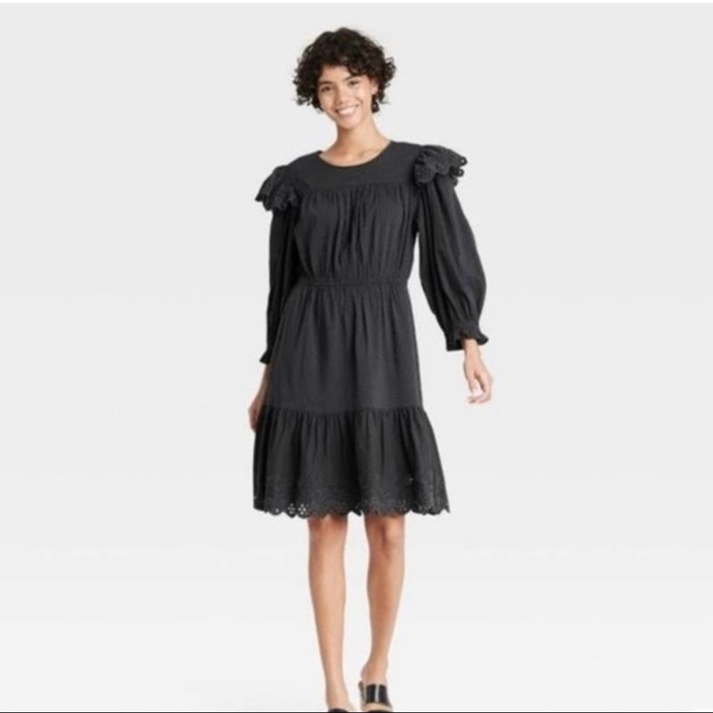 Universal Thread Eyelet Long Sleeve Tier Dress